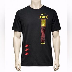 Nike Air Men’s Black Short Sleeve Tee with Neon Yellow and Red Graphics
